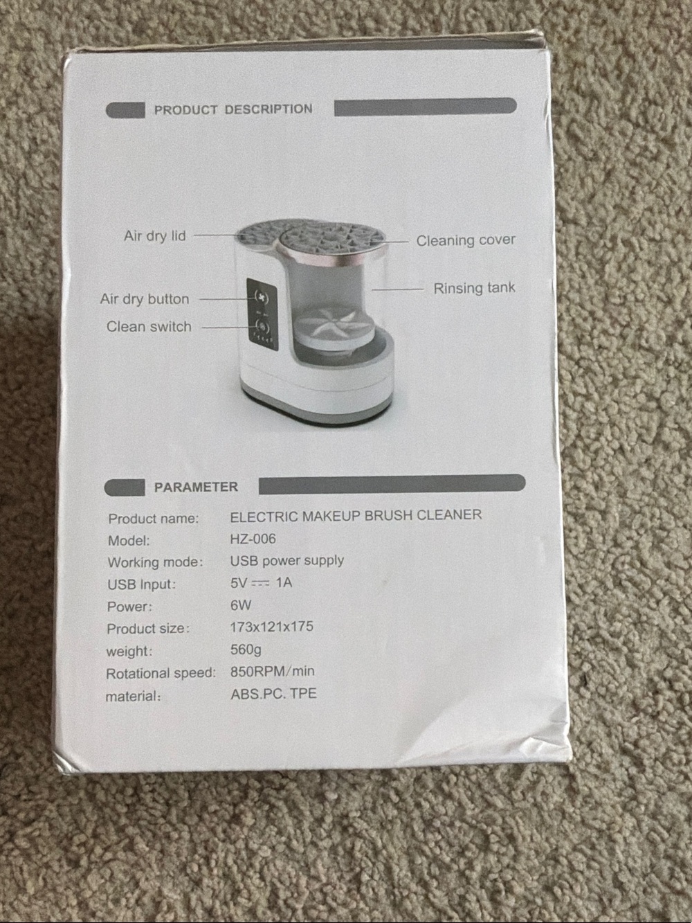 Electric Makeup Brush Cleaner in White with Rose Gold Trim - Picture 1 of 3